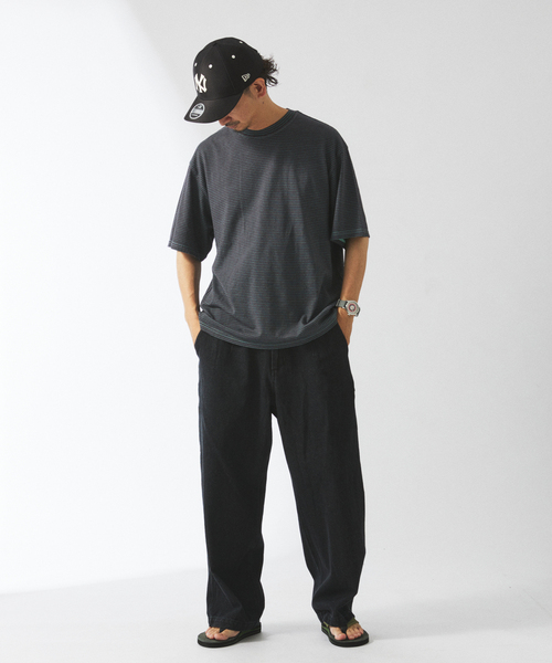 Yonetomi（ヨネトミ）の「米富繊維 / Yonetomi 別注 ガーメントダイ BORDER Tシャツ（Tシャツ/カットソー・メンズ・グレー/チャコールグレー/ブラウン/ネイビー/オレンジ・LARGE/MEDIUM/X-LARGE）」の6枚目の写真