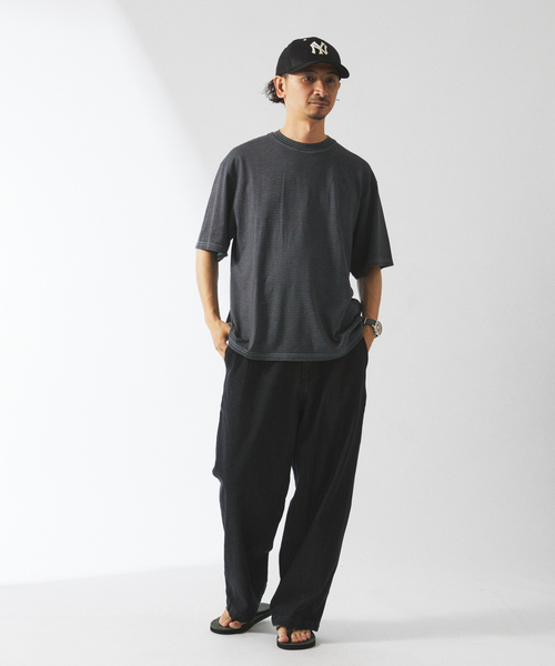 Yonetomi（ヨネトミ）の「米富繊維 / Yonetomi 別注 ガーメントダイ BORDER Tシャツ（Tシャツ/カットソー・メンズ・グレー/チャコールグレー/ブラウン/ネイビー/オレンジ・LARGE/MEDIUM/X-LARGE）」の8枚目の写真