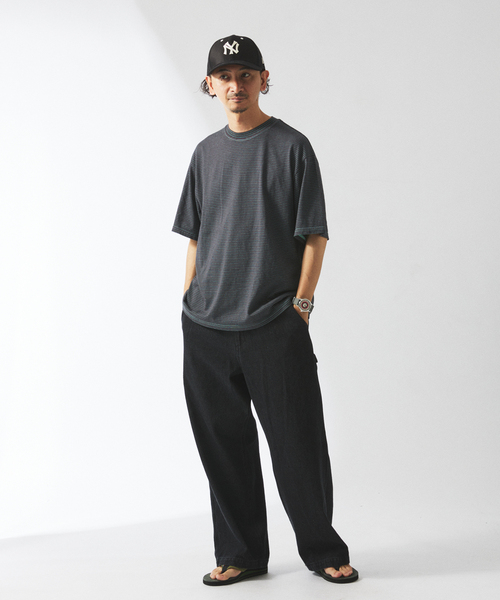 Yonetomi（ヨネトミ）の「米富繊維 / Yonetomi 別注 ガーメントダイ BORDER Tシャツ（Tシャツ/カットソー・メンズ・グレー/チャコールグレー/ブラウン/ネイビー/オレンジ・LARGE/MEDIUM/X-LARGE）」の9枚目の写真