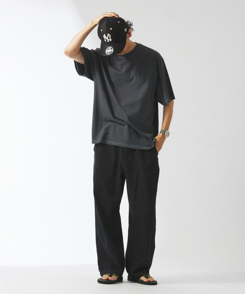 Yonetomi（ヨネトミ）の「米富繊維 / Yonetomi 別注 ガーメントダイ BORDER Tシャツ（Tシャツ/カットソー・メンズ・グレー/チャコールグレー/ブラウン/ネイビー/オレンジ・LARGE/MEDIUM/X-LARGE）」の10枚目の写真