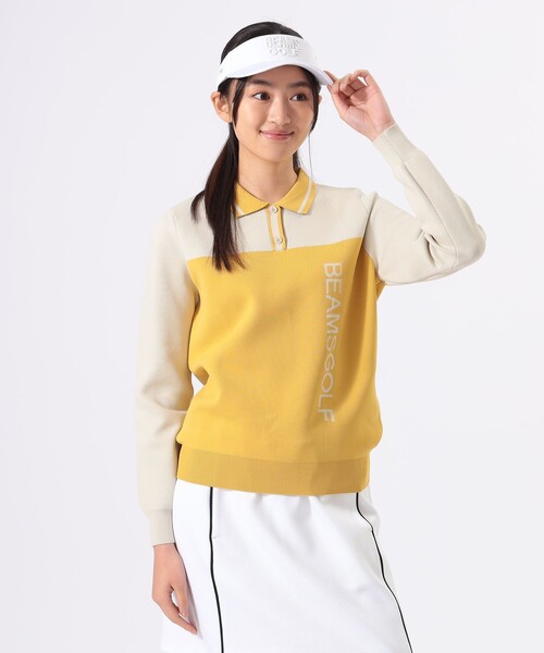 セール】ORANGE LABEL / バイカラー ポロ襟 ニットプルオーバー