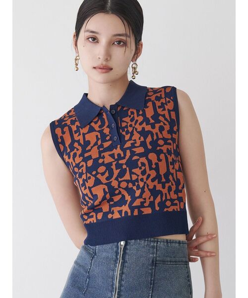 MURUA（ムルーア）の「ジオメポロニット（ニット/セーター・レディース・ブラック/ベージュ/ブルー・FREE）」の3枚目の写真