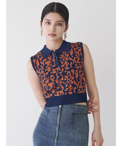 MURUA（ムルーア）の「ジオメポロニット（ニット/セーター・レディース・ブラック/ベージュ/ブルー・FREE）」の14枚目の写真