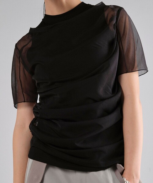 UNITED TOKYO バイアスギャザーレイヤードプルオーバー ウォッシャブル セール】バイアスギャザーレイヤードプルオーバー｜細見え