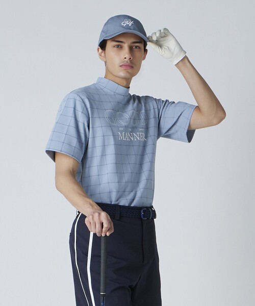 セール】メンズ ジャガード モックネック シャツ（Tシャツ