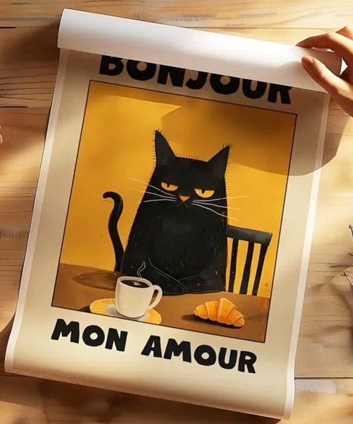 NOLITA LABORATORY(ノリータラボラトリー)の「【 NOLITA / ノリータ 】 黒猫朝食 アート ポスター(ポスター/アート・メンズ・イエロー・FREE)」の5枚目の写真