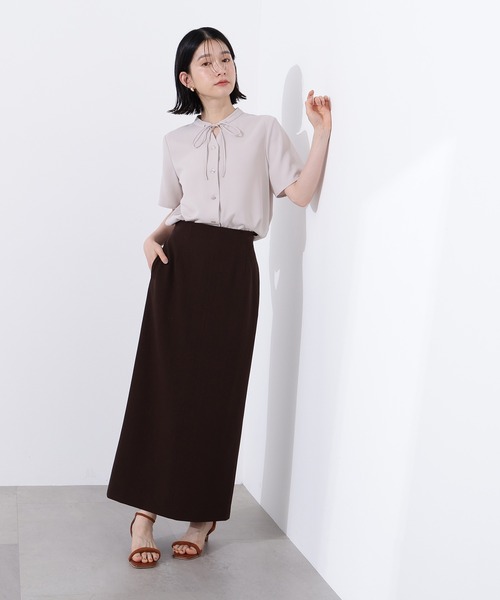 N.（N. Natural Beauty Basic）（エヌエヌナチュラルビューティーベーシック）の「ナローリボンタイブラウス（シャツ/ブラウス・レディース・オフホワイト/ライトグリーン/ベージュ・MEDIUM）」の22枚目の写真