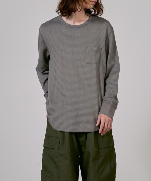 FLISTFIA（フリストフィア）の「FLISTFIA/フリストフィア Cew Neck Thermal サーマルトップス（Tシャツ/カットソー・メンズ・チャコール・2/3）」の4枚目の写真