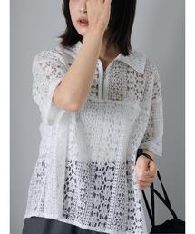 ehka sopo | ハーフジップレースシャツ(シャツ/ブラウス)