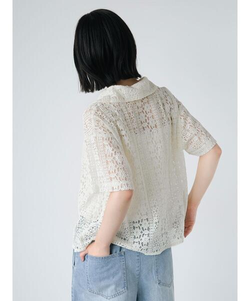 ehka sopo（エヘカソポ）の「ハーフジップレースシャツ（シャツ/ブラウス・レディース・オフホワイト/キナリ/サックスブルー/ブラック・F）」の5枚目の写真