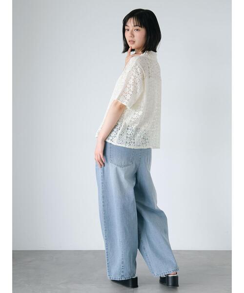 ehka sopo（エヘカソポ）の「ハーフジップレースシャツ（シャツ/ブラウス・レディース・オフホワイト/キナリ/サックスブルー/ブラック・F）」の6枚目の写真