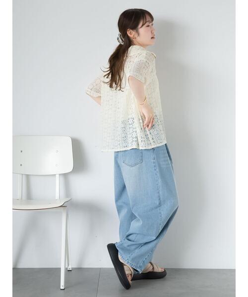 ehka sopo（エヘカソポ）の「ハーフジップレースシャツ（シャツ/ブラウス・レディース・オフホワイト/キナリ/サックスブルー/ブラック・F）」の13枚目の写真