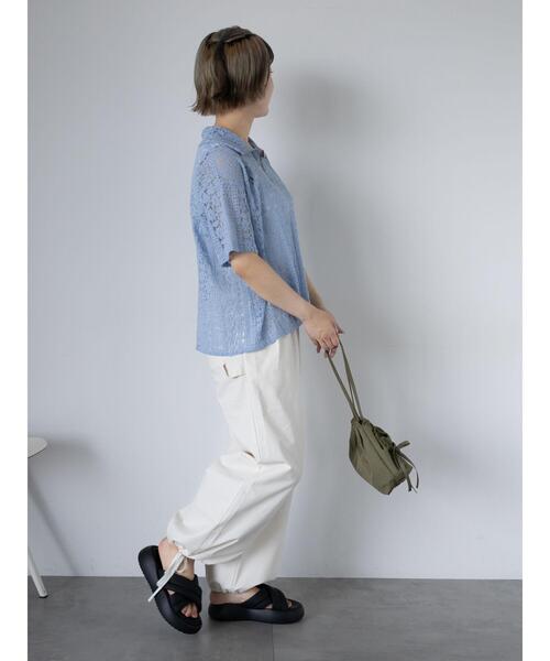 ehka sopo（エヘカソポ）の「ハーフジップレースシャツ（シャツ/ブラウス・レディース・オフホワイト/キナリ/サックスブルー/ブラック・F）」の20枚目の写真