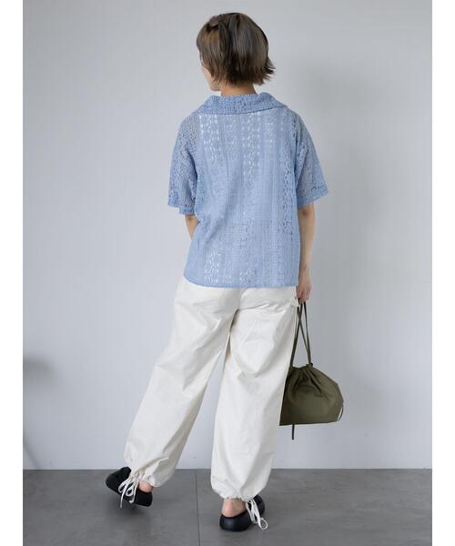 ehka sopo（エヘカソポ）の「ハーフジップレースシャツ（シャツ/ブラウス・レディース・オフホワイト/キナリ/サックスブルー/ブラック・F）」の21枚目の写真