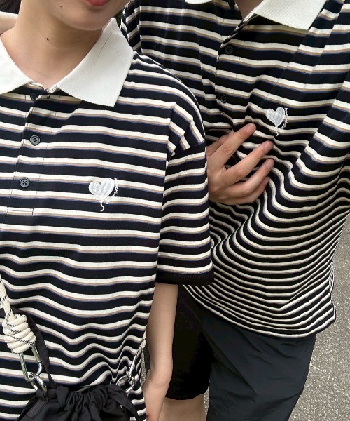 balloon border polo shirt / バルーンボーダーポロシャツ