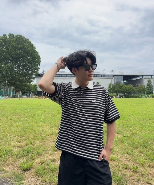 balloon border polo shirt / バルーンボーダーポロシャツ