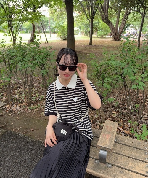 balloon border polo shirt / バルーンボーダーポロシャツ