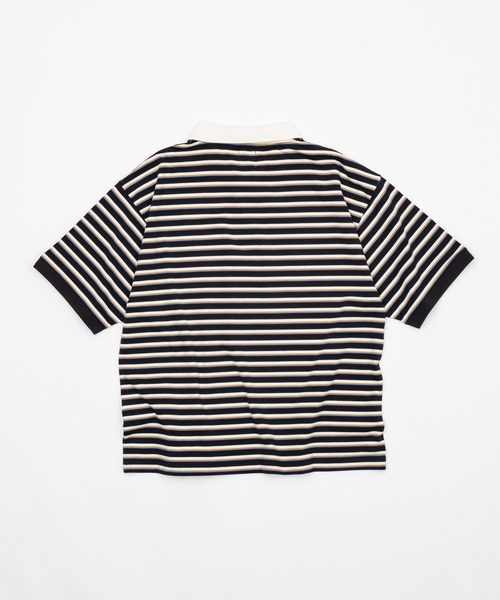 ぽん丸 balloon border polo shirt / バルーンボーダーポロシャツ