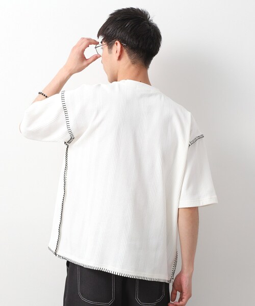 THE SHOP TK (ザ ショップ ティーケー )の「ステッチ刺繍半袖Tシャツ ビックシルエット(Tシャツ/カットソー・メンズ・オフホワイト/ブラック・02/03/04)」の13枚目の写真