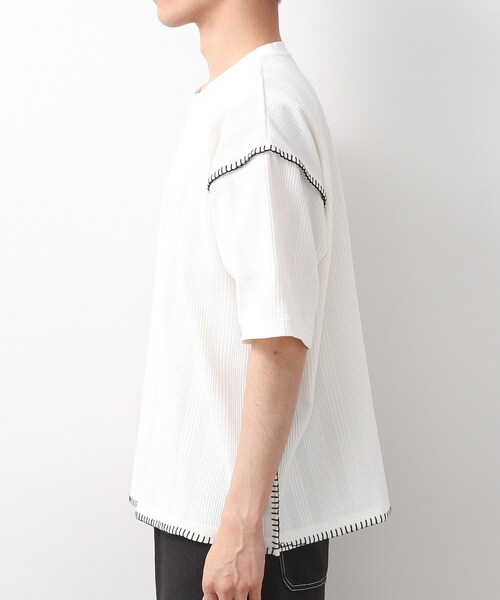 THE SHOP TK (ザ ショップ ティーケー )の「ステッチ刺繍半袖Tシャツ ビックシルエット(Tシャツ/カットソー・メンズ・オフホワイト/ブラック・02/03/04)」の5枚目の写真
