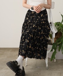 Floral Pattern Tiered Long Skirt / 小花柄 ティアードロングスカート