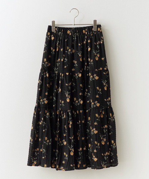 セール】Floral Pattern Tiered Long Skirt / 小花柄 ティアードロング