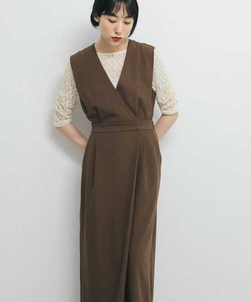 KBF（ケイビーエフ）の「カシュクールラップジャンパースカート（ワンピース・レディース・ブラック/イエロー系その他/ブラウン・ONE）」の18枚目の写真