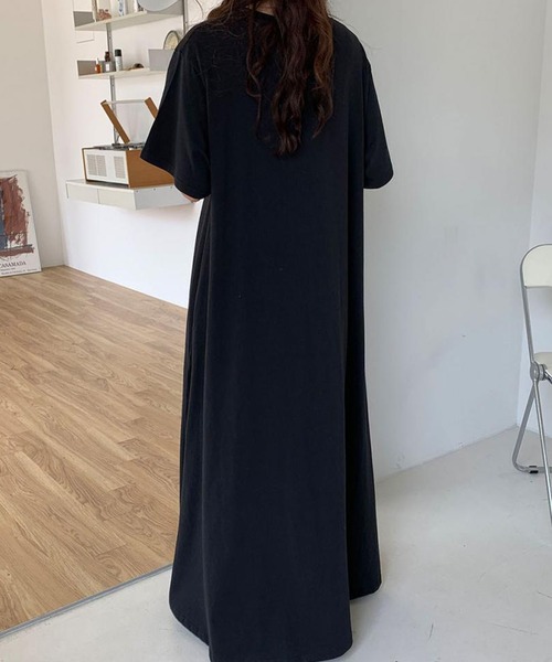 DAY CLOSET(デイ クローゼット)の「レディース 半袖オーバーサイズリラクシーマキシワンピース ルームウェア(ワンピース・レディース・ブルー/ブラック/ラベンダー/ベージュ/ホワイト・FREE)」の17枚目の写真