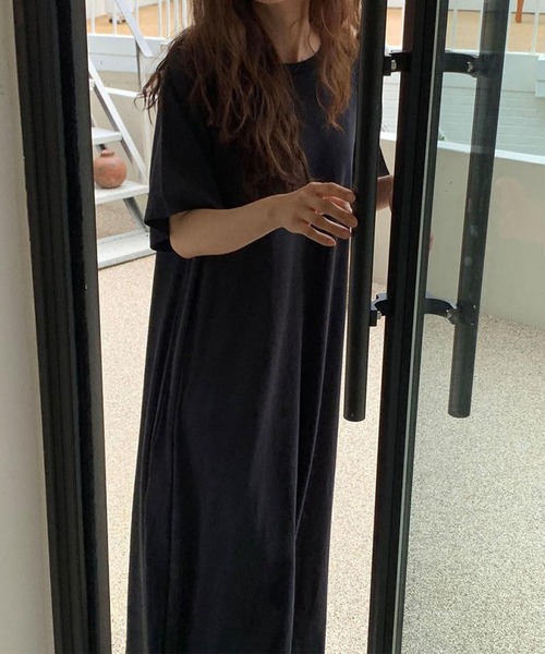 DAY CLOSET(デイ クローゼット)の「レディース 半袖オーバーサイズリラクシーマキシワンピース ルームウェア(ワンピース・レディース・ブルー/ブラック/ラベンダー/ベージュ/ホワイト・FREE)」の18枚目の写真
