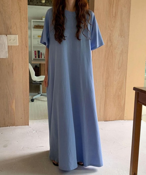 DAY CLOSET(デイ クローゼット)の「レディース 半袖オーバーサイズリラクシーマキシワンピース ルームウェア(ワンピース・レディース・ブルー/ブラック/ラベンダー/ベージュ/ホワイト・FREE)」の12枚目の写真