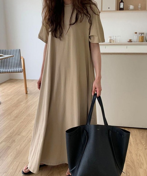 DAY CLOSET(デイ クローゼット)の「レディース 半袖オーバーサイズリラクシーマキシワンピース ルームウェア(ワンピース・レディース・ブルー/ブラック/ラベンダー/ベージュ/ホワイト・FREE)」の21枚目の写真