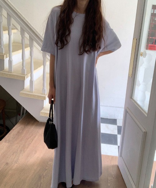 DAY CLOSET(デイ クローゼット)の「レディース 半袖オーバーサイズリラクシーマキシワンピース ルームウェア(ワンピース・レディース・ブルー/ブラック/ラベンダー/ベージュ/ホワイト・FREE)」の15枚目の写真