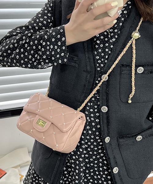Lace Ladies(レースレディース)の「コンパクト スクエア キルティング チェーン ショルダーバッグ(ショルダーバッグ・レディース・ブラック/アイボリー/ミント/ピンク・FREE)」の4枚目の写真
