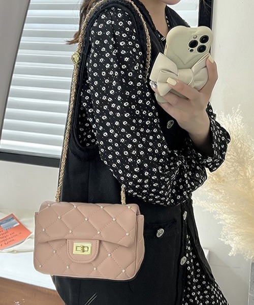 Lace Ladies(レースレディース)の「コンパクト スクエア キルティング チェーン ショルダーバッグ(ショルダーバッグ・レディース・ブラック/アイボリー/ミント/ピンク・FREE)」の6枚目の写真
