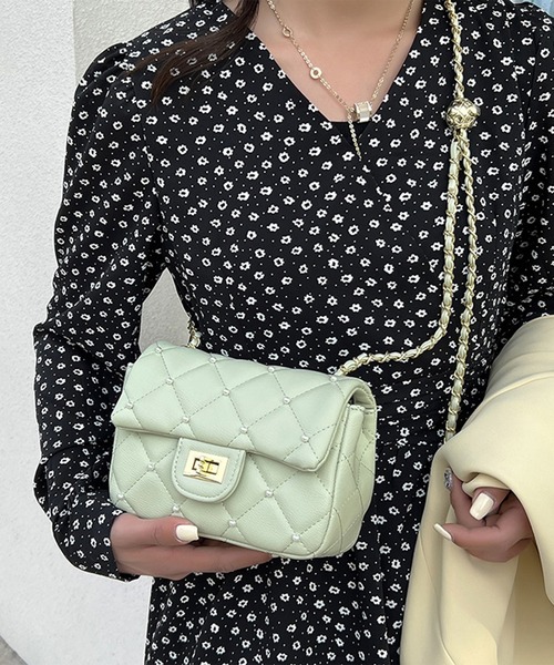 Lace Ladies(レースレディース)の「コンパクト スクエア キルティング チェーン ショルダーバッグ(ショルダーバッグ・レディース・ブラック/アイボリー/ミント/ピンク・FREE)」の8枚目の写真