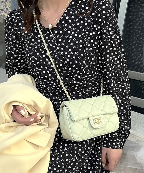 Lace Ladies(レースレディース)の「コンパクト スクエア キルティング チェーン ショルダーバッグ(ショルダーバッグ・レディース・ブラック/アイボリー/ミント/ピンク・FREE)」の10枚目の写真