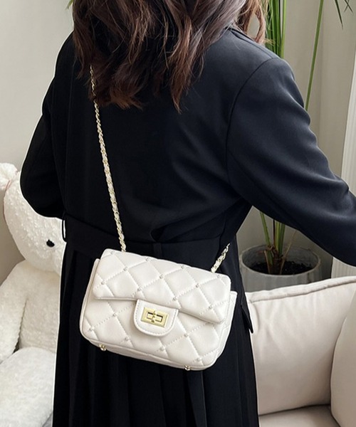 Lace Ladies(レースレディース)の「コンパクト スクエア キルティング チェーン ショルダーバッグ(ショルダーバッグ・レディース・ブラック/アイボリー/ミント/ピンク・FREE)」の13枚目の写真