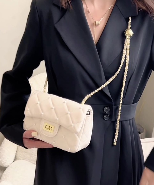 Lace Ladies(レースレディース)の「コンパクト スクエア キルティング チェーン ショルダーバッグ(ショルダーバッグ・レディース・ブラック/アイボリー/ミント/ピンク・FREE)」の15枚目の写真