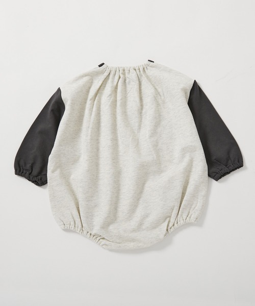 devirock（デビロック）の「綿100％ バイカラー スウェットロンパース（ロンパース・キッズ・ブルー系その他/ブラック系その他/ブルー系その他2/ベージュ系その他・80ｃｍ/70cm）」の9枚目の写真