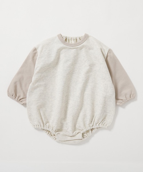 devirock（デビロック）の「綿100％ バイカラー スウェットロンパース（ロンパース・キッズ・ブルー系その他/ブラック系その他/ブルー系その他2/ベージュ系その他・80ｃｍ/70cm）」の10枚目の写真