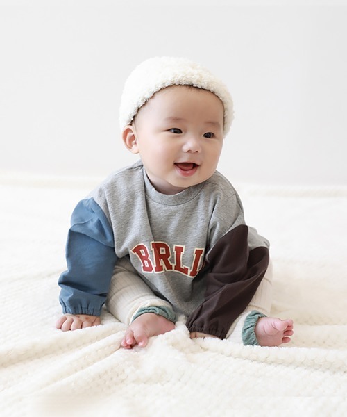 devirock（デビロック）の「綿100％ バイカラー スウェットロンパース（ロンパース・キッズ・ブルー系その他/ブラック系その他/ブルー系その他2/ベージュ系その他・80ｃｍ/70cm）」の14枚目の写真