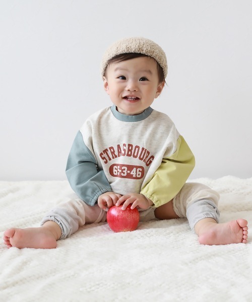 devirock（デビロック）の「綿100％ バイカラー スウェットロンパース（ロンパース・キッズ・ブルー系その他/ブラック系その他/ブルー系その他2/ベージュ系その他・80ｃｍ/70cm）」の15枚目の写真