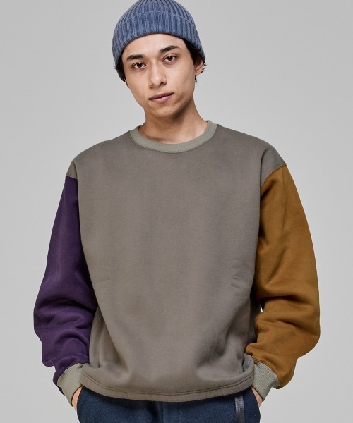 KRIFF MAYER（クリフメイヤー）の「裏起毛レトロカラークルー（スウェット・メンズ・オートミール/カーキ/グレイッシュベージュ/ネイビー・MEDIUM/X-LARGE/LARGE）」の2枚目の写真