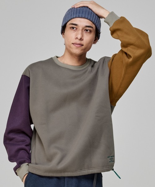 KRIFF MAYER（クリフメイヤー）の「裏起毛レトロカラークルー（スウェット・メンズ・オートミール/カーキ/グレイッシュベージュ/ネイビー・MEDIUM/X-LARGE/LARGE）」の5枚目の写真