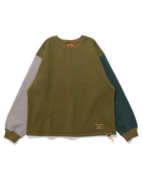 KRIFF MAYER（クリフメイヤー）の「裏起毛レトロカラークルー（スウェット・メンズ・オートミール/カーキ/グレイッシュベージュ/ネイビー・MEDIUM/X-LARGE/LARGE）」の17枚目の写真