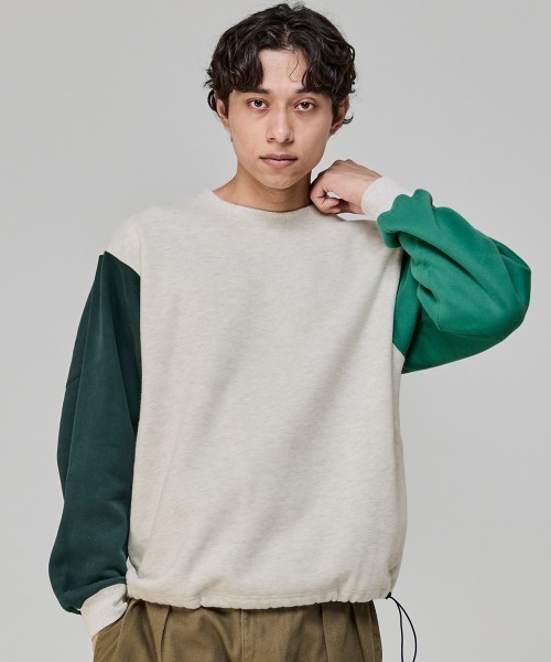 KRIFF MAYER（クリフメイヤー）の「裏起毛レトロカラークルー（スウェット・メンズ・オートミール/カーキ/グレイッシュベージュ/ネイビー・MEDIUM/X-LARGE/LARGE）」の21枚目の写真