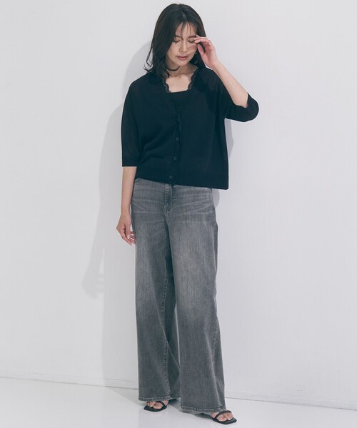 UNFILO(アンフィーロ)の「【UNFILO DENIM/新色追加】撥水ストレッチ ルーズワイドデニム(その他パンツ・レディース・ネイビー系/スカイブルー系1/ライトグレー系1/サックスブルー系1/ホワイト系/スカイブルー系・XX-LARGE/X-LARGE)」の3枚目の写真