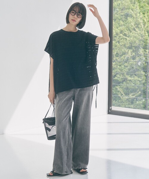 UNFILO(アンフィーロ)の「【UNFILO DENIM/新色追加】撥水ストレッチ ルーズワイドデニム(その他パンツ・レディース・ネイビー系/スカイブルー系1/ライトグレー系1/サックスブルー系1/ホワイト系/スカイブルー系・XX-LARGE/X-LARGE)」の12枚目の写真