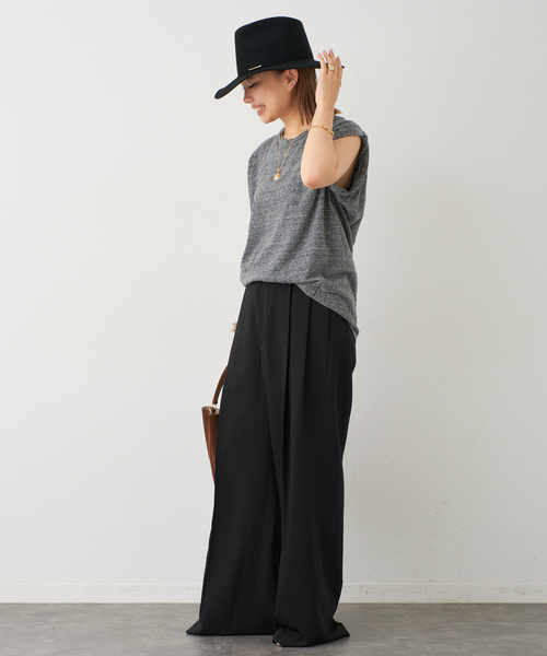 Deuxieme Classe（ドゥーズィエムクラス）の「*TWIST タンクトップ（Tシャツ/カットソー・レディース・ブラック/キャメル/チャコールグレー・FREE）」の4枚目の写真