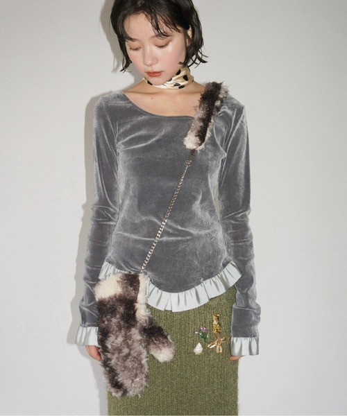bi-color flocky frill tops / フロッキーフリルトップス（T